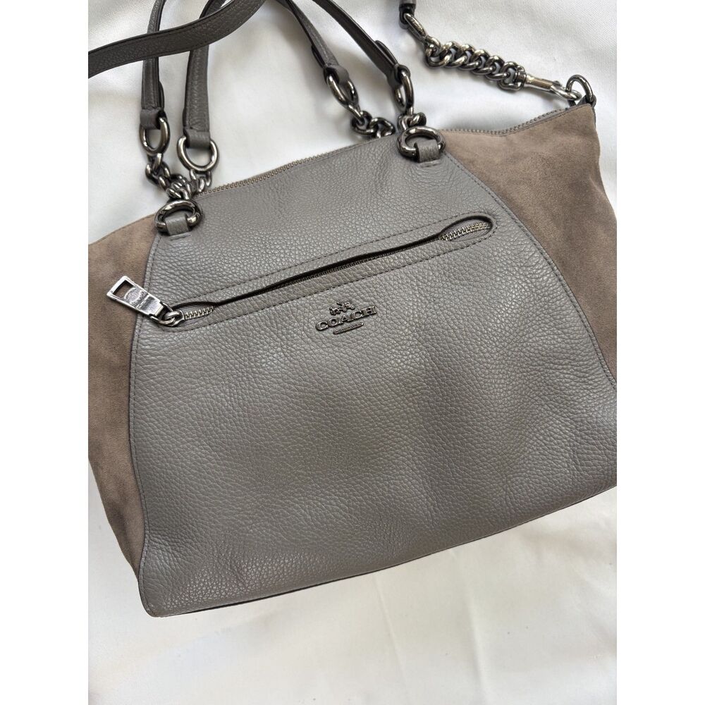 Coach Pebbled Leather & Suede Chain Strap Shoulder or Crossbody Bag - Picture 14 of 14